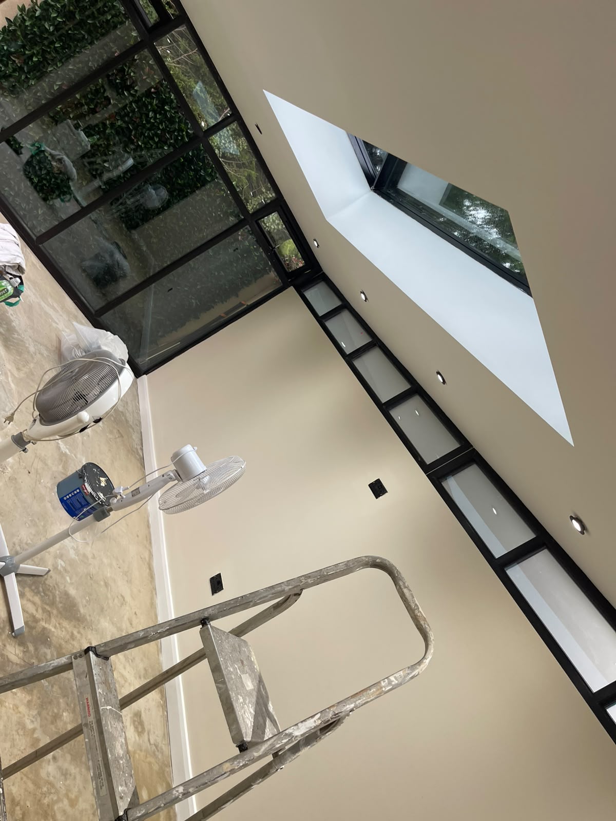 Painted sunroom ceiling and roof lantern viewed from below